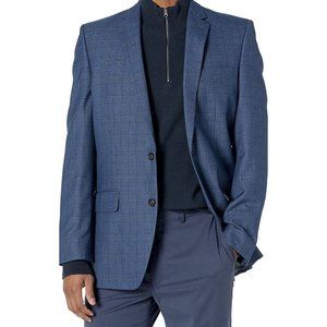 NWT Haggar Men's Blue Plaid Tailored Fit Center Vent Sport Coat